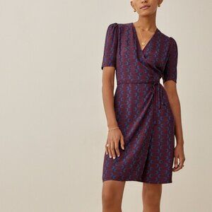 Reformation Laurent Wrap Dress (Plum/Navy)